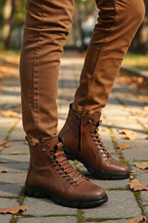 Taba İçi Polarlı Kaymaz Fermuarlı Erkek Bot 660 M