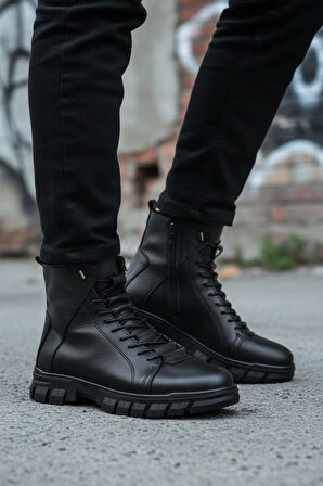 Siyah İçi Polarlı Kaymaz Fermuarlı Erkek Bot 660 M