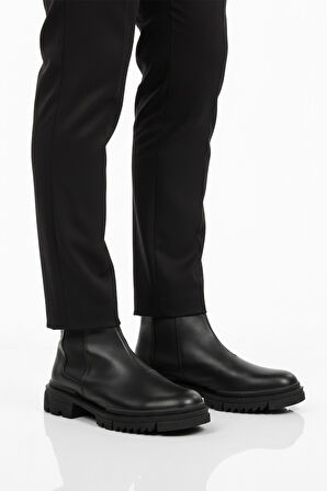 Siyah İçi Polarlı Kaymaz Soğuğa Dirençli Erkek Chelsea Bot 748 M