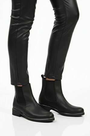 Siyah Floter Kürklü Kaymaz Kolay Giyilebilir Elastik Kadın Bot PC-55086 Z