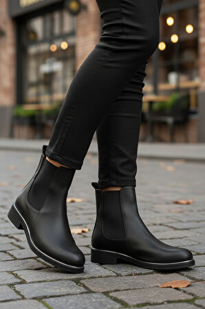 Siyah Floter Kürklü Kaymaz Kolay Giyilebilir Elastik Kadın Bot PC-55086 Z