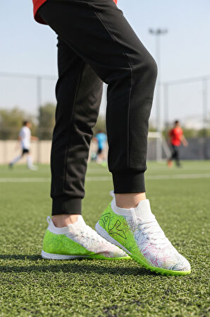 Beyaz Yeşil Bilekten Lastikli Unisex Halı Saha Ayakkabısı GH-252-153 G