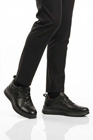 Siyah Hakiki Deri Ortopedik Erkek Casual Ayakkabı 252070 M