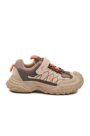 Bej Cırtlı Kaymaz Hafif Esnek Erkek Çocuk Spor Ayakkabı 22676 F