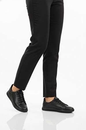 Siyah Bağcıklı Hafif Cilt Erkek Spor Ayakkabı Mota 600 M