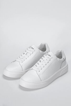 Beyaz Hakiki Deri Bağcıklı Erkek Sneaker Tommy M