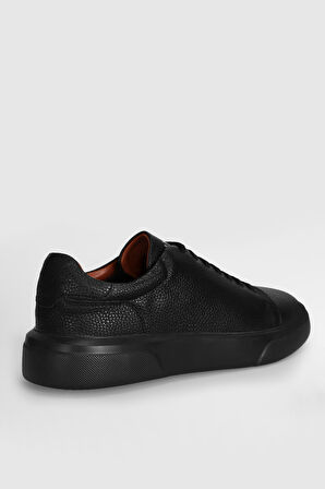 Siyah Hakiki Deri Bağcıklı Erkek Sneaker Tommy M
