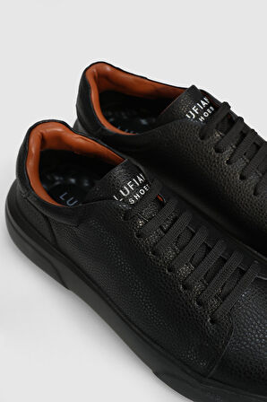 Siyah Hakiki Deri Bağcıklı Erkek Sneaker Tommy M