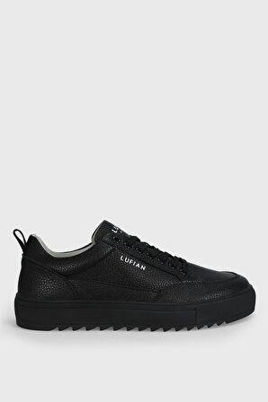 Siyah Hakiki Deri Bağcıklı Erkek Sneaker Philip M