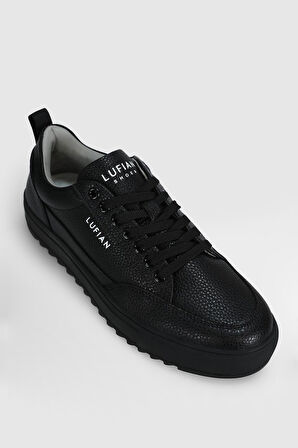 Siyah Hakiki Deri Bağcıklı Erkek Sneaker Philip M