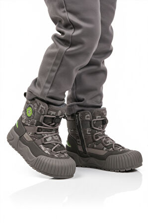 Gri İçi Kürklü Soğuğa Dirençli Kaymaz Taban Erkek Çocuk Bot 22665 F