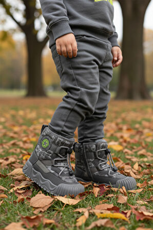 Gri İçi Kürklü Soğuğa Dirençli Kaymaz Taban Erkek Çocuk Bot 22665 F