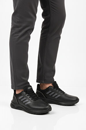 Siyah Bağcıklı Hafif Esnek Erkek Spor Ayakkabı Nereus M