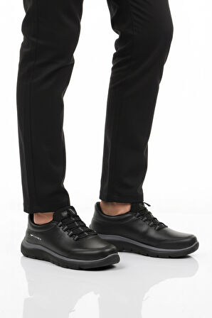 Siyah Bilekten Lastikli Erkek Spor Ayakkabı Flexible Pu M