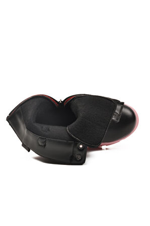 Siyah Pembe İçi Polarlı Kaymaz Taban Kız Çocuk Bot G-1001 F Zncr