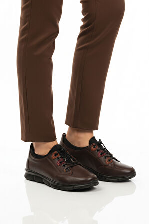 Kahve Hakiki Deri Ortopedik Kadın Casual Ayakkabı 660 Z