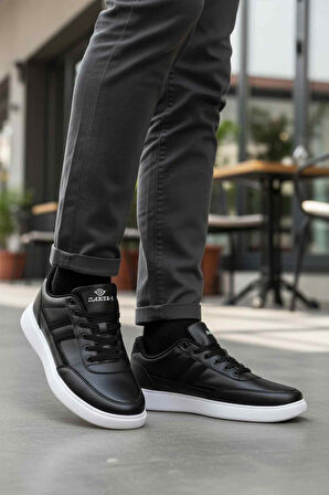 Siyah Beyaz Bağcıklı Erkek Casual Ayakkabı 128 Cilt M