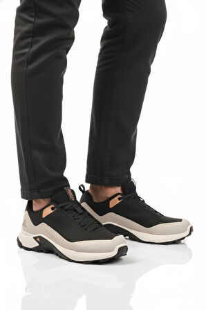 Siyah Bej Kaymaz Taban Su Geçirmez Erkek Outdoor Ayakkabı 110396A-1 M