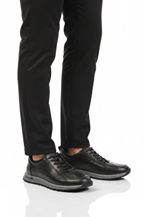 Siyah Hakiki Deri Erkek Sneaker 2036 M