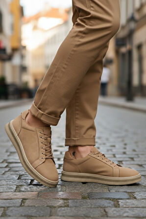 Kum Nubuk Hakiki Deri Büyük Numara Erkek Casual Ayakkabı 2516 M