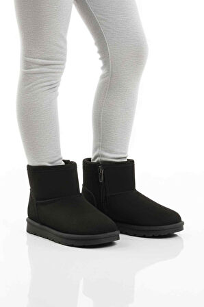 Siyah İçi Kürklü Fermuarlı Kız Çocuk Bot 2096 P