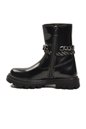 Siyah Rugan İçi Polarlı Kaymaz Kız Çocuk Çizme Duru F