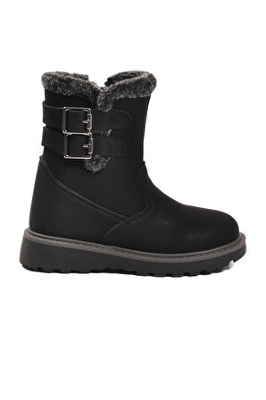 Siyah İçi Polarlı Kaymaz Kız Çocuk Bot Buckle F