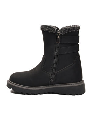 Siyah İçi Polarlı Kaymaz Kız Çocuk Bot Buckle F