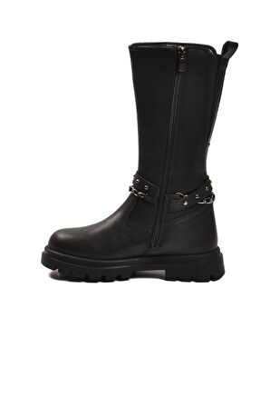 Siyah İçi Polarlı Fermuarlı Kız Çocuk Çizme Paris-26K F