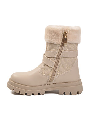 Bej İçi Polarlı Fermuarlı Kız Çocuk Bot Evla P