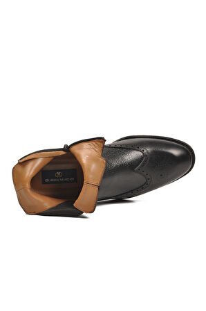 Siyah İçi Dışı Hakiki Deri Fermuarlı Erkek Bot 3470 M