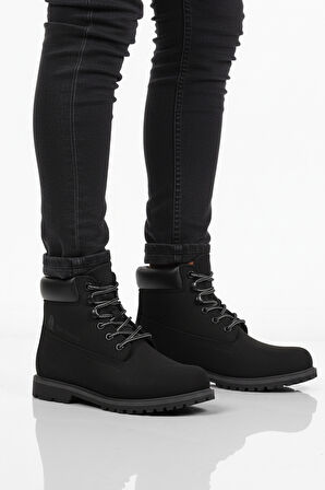 Siyah Nubuk Hakiki Deri Kaymaz Taban Unisex Bot Empresa G