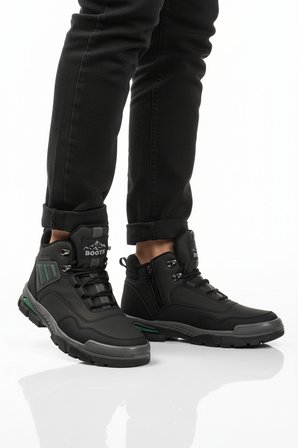 Siyah Yeşil Kaymaz Taban Fermuarlı Unisex Outdoor Bot 444 G