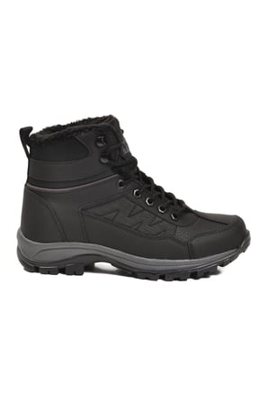 Siyah Kırışık İçi Kürklü Soğuğa Dirençli Kaymaz Taban Unisex Outdoor Bot 980 G