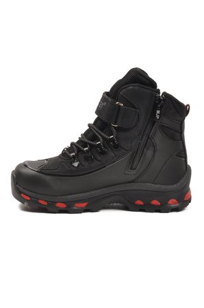 Siyah Kırmızı Polarlı Kaymaz Fermuarlı Unisex Outdoor Çocuk Bot 2115 F