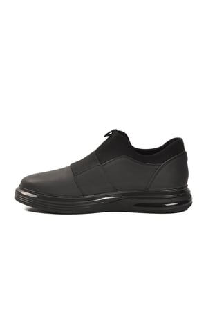 Siyah Nubuk Hakiki Deri Slip-On Konfor Taban Erkek Casual Ayakkabı Sneaker 6961 M