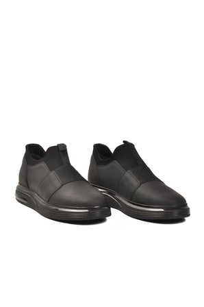 Siyah Nubuk Hakiki Deri Slip-On Konfor Taban Erkek Casual Ayakkabı Sneaker 6961 M