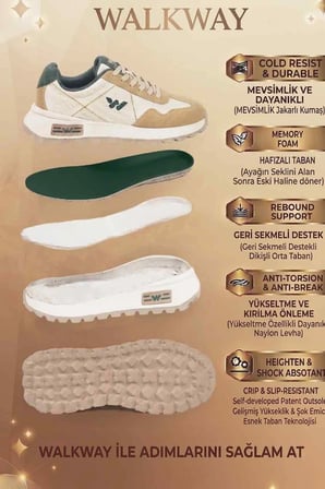 Beyaz Hafızalı Taban Hafif Esnek Unisex Spor Ayakkabı Muveon M