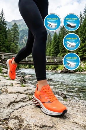 Turuncu Hafif Esnek Unisex Koşu Yürüyüş ve Spor Ayakkabı Space G