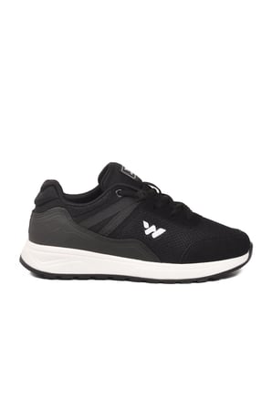 Siyah Beyaz Fileli Hafif Bağcıklı Unisex Spor Ayakkabı 7001 Omina G