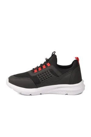 Siyah Beyaz Fileli Hafif Esnek Unisex Çocuk Spor Ayakkabı 9060 Motano F