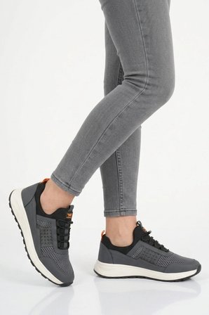 Füme Fileli Hafif Esnek Kilit Bağcıklı Unisex Spor Ayakkabı Motano G