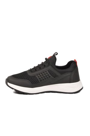 Siyah Beyaz Fileli Hafif Esnek Kilit Bağcıklı Unisex Spor Ayakkabı Motano G