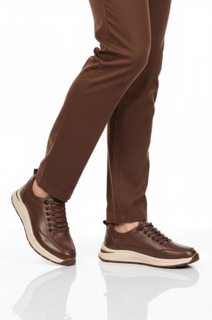 Premium Kahve Hakiki Deri Erkek Casual Ayakkabı 3003 M