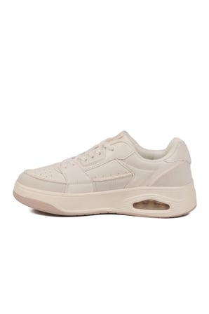 Beyaz Bağcıklı Cilt Kadın Spor Ayakkabı BNI-12133 G