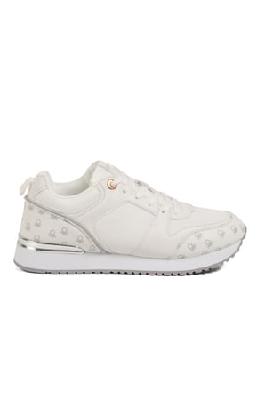 Beyaz Bağcıklı Cilt Unisex Spor Ayakkabı BNI-12097 G