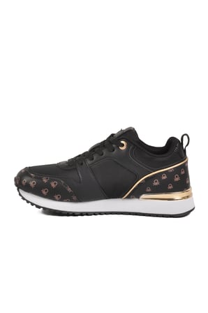 Siyah Beyaz Bağcıklı Cilt Unisex Spor Ayakkabı BNI-12097 G