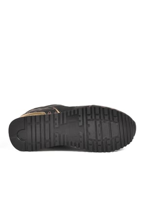 Siyah Beyaz Bağcıklı Cilt Unisex Spor Ayakkabı BNI-12097 G