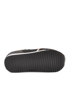Siyah Beyaz Bağcıklı Cilt Memory Foam Kadın Spor Ayakkabı BNI-12096 G