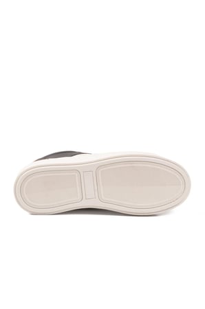 Siyah Beyaz Bağcıklı Cilt Memory Foam Unisex Spor Ayakkabı BNI-12074 G